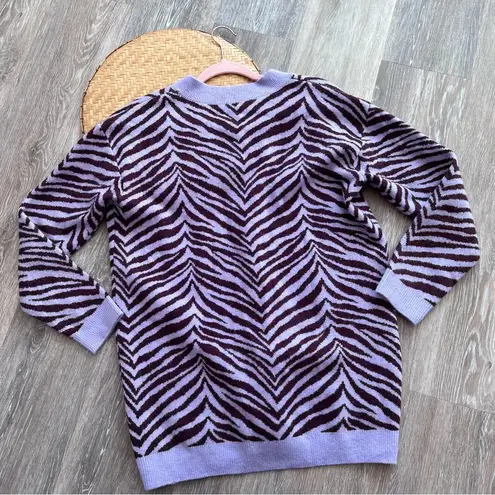 Ann Taylor  zebra printed tunic sweater purple maroon wool blend