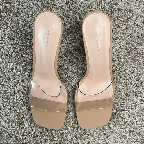 Top Moda clear and nude heels