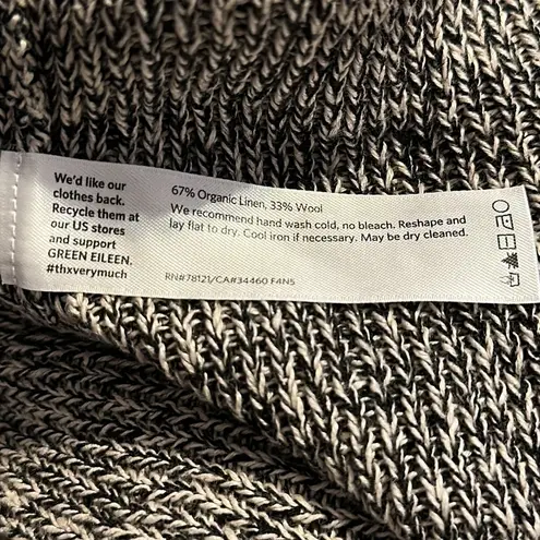 Eileen Fisher  Black/Cream Marled Wool/Linen Blend Sweater‎ F4N5 Women’s Medium