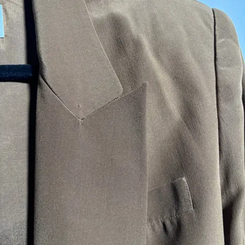 Hugo Buscati VTG Milano Silk Blazer Women 10 Brown Double Breasted Jacket