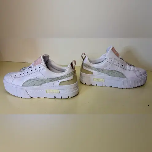 Puma  Mayze platform sneakers in white/green size 9.5 - Image 2