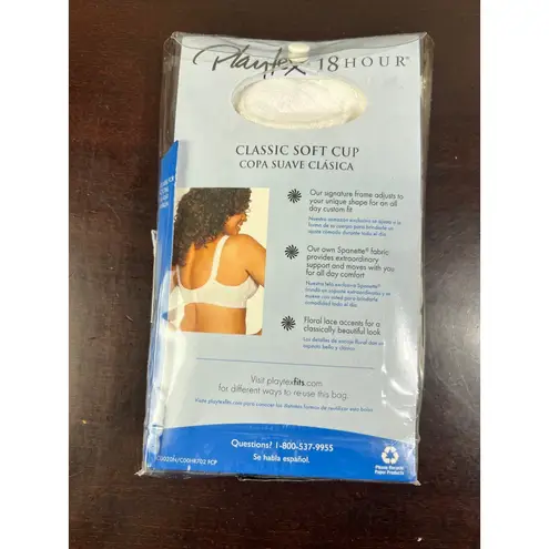 Playtex NWT 18 Hour Classic Support Wirefree Bra 44C White 20/27 0020