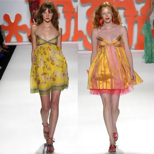 Anna Sui Vintage Archival Party Dress Black Lace Sparkling Print Pink Skirt