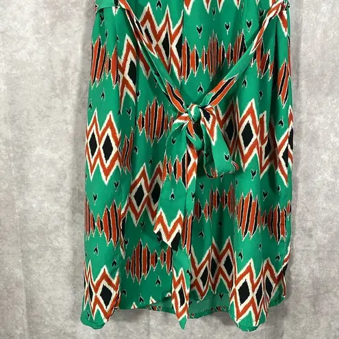 JustFab  Orange & Green Zig Zag V-Neck Tank Dress | Size Medium