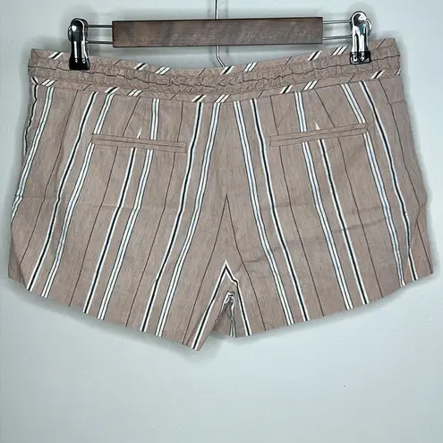 BCBGMAXAZRIA  TAN AND BLACK PINSTRIPED SHORTS Sz 6 Symone Linen The Short Shorts