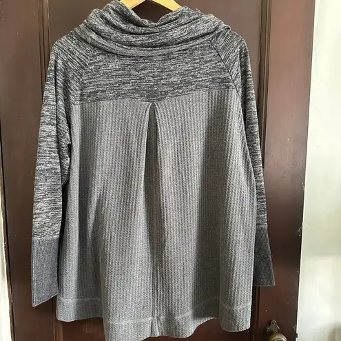 Soft Surroundings | Cowl Neck Waffle Back Pullover Sweatshirt | Size L