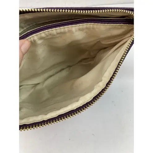 Tahari Crossbody Bag Purse Purple Pebbled Leather Travel Organizer Multi-Pockets