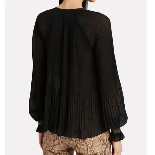 Derek Lam 10 CROSBY Helena Pleated Chiffon Blouse in Black