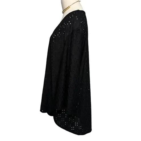 Jordan Taylor black eyelet long sleeve swim cover-up tunic mini dress size XL