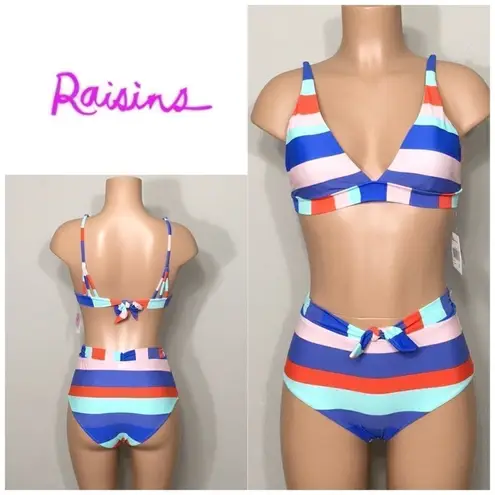 Raisin's stripe high waisted swimsuit. Medium. NWT