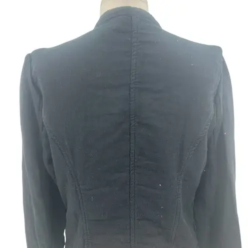 Free People  Jagger Blazer Black‎ Military Button Front Cotton Size Medium