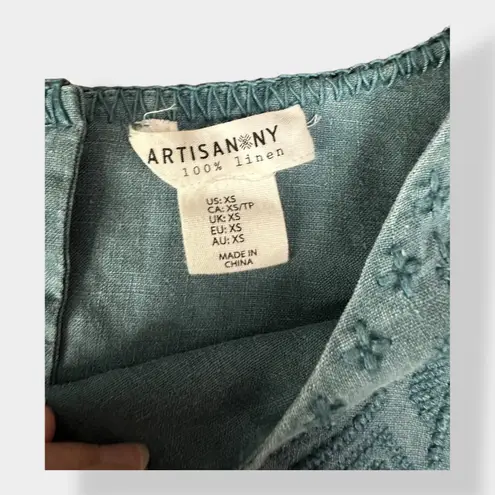 Artisan NY 100% Linen Blue Shift Dress Size XS