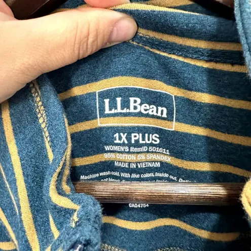 LL Bean sweatshirt 1X blue striped full zip cotton outdoors gorpcore hiking