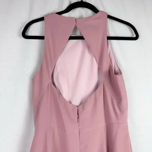 DESSY COLLECTION Diamond Cutout Back Trumpet Gown Front Slit Rose Pink Sz 8...