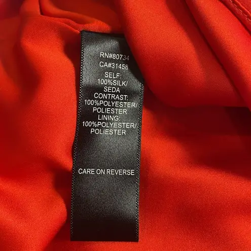 BCBG Paris 100% Silk Strapless Yellow Red Floral Lined Mini Dress Empire Waist 2