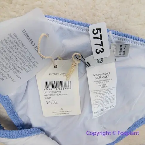 New! Rhythm. wave break beach pant bikini bottom in violet blue, size XL Blue