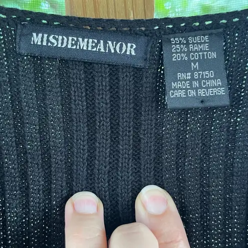 Misdemeanor Women's Vintage Black Suede Blend Open Cardigan Size M Size M