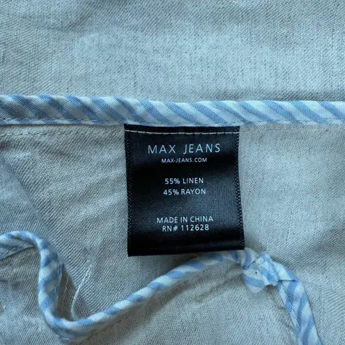 Max jeans Utility Jacket Lightweight Drawstring Waist Beige Linen Blend M