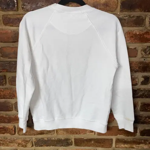 J. Crew x Pinkshop Cotton Power Woman White Graphic Sweatshirt Womens Size Small