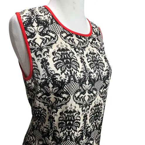 THML Shift Dress S Black Fleur De Lis Red Colorblock Sleeveless Moulin Rouge