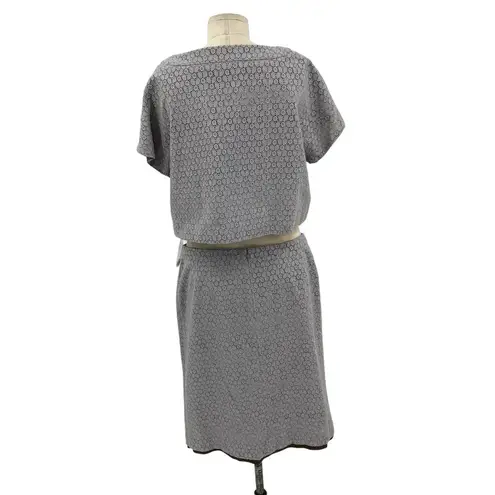 Orla Kiely Gray Eyelet Lace Two Piece Skirt Suit Set Size 4