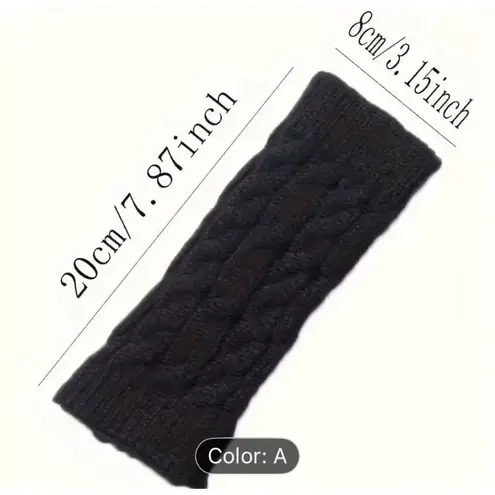 Women’s Cable Knit Fingerless Gloves Black One Size