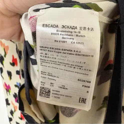 Escada Siora Wool & Silk Floral Cardigan Blue