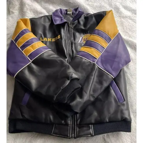 Nba Vintage Los Angeles Lakers Leather Jacket Women’s Sz XL Logo Athletic RARE