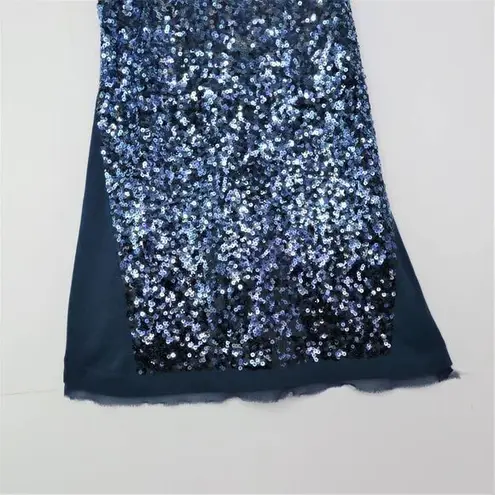 Magaschoni NEW Sequin Tank Top, Silk/wool blend, Blue, M
