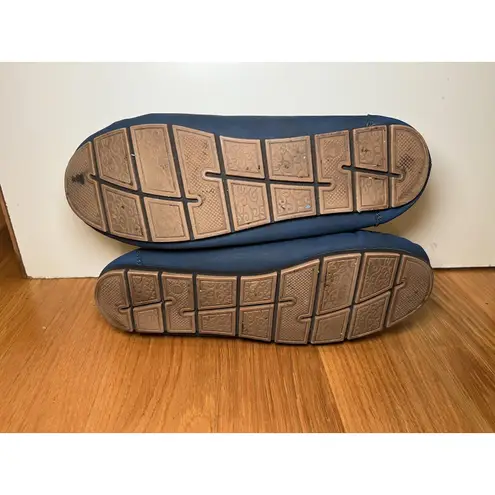 H By Bendel Shoes Womens Size 9W Blue Leather Perforated Loafer Moc Drivers