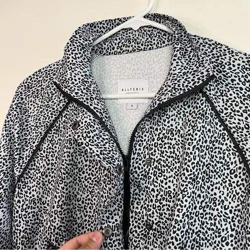 Anthropologie  Allfenix Leopard White Crop Zip Button Jacket Size S Women