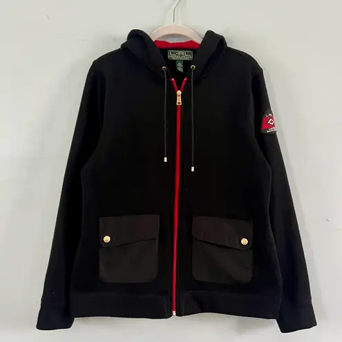 Ralph Lauren Lauren  L-RL Active Black Knit Fleece Zip Up Hoodie