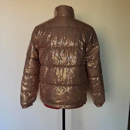 Grace + Emma Rose Gold Sequin Puffer Jacket Size M NWT Pink Size M