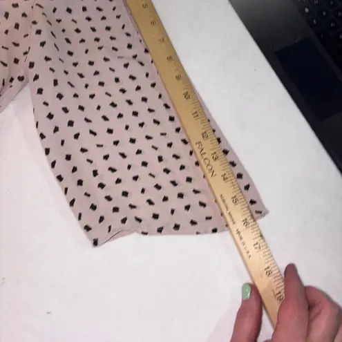 Attention Black and Tan Polka Dot Blouse Medium Slit Sleeve