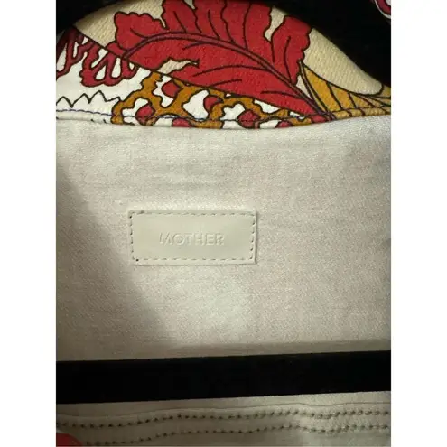 MOTHER The Puffy Wrapper Floral Denim Jumpsuit Flowers in Her Hair L Tan Size L