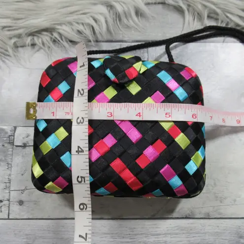 GENIE Vintage Woven Satin Ribbon Hard Box Mini Purse Black