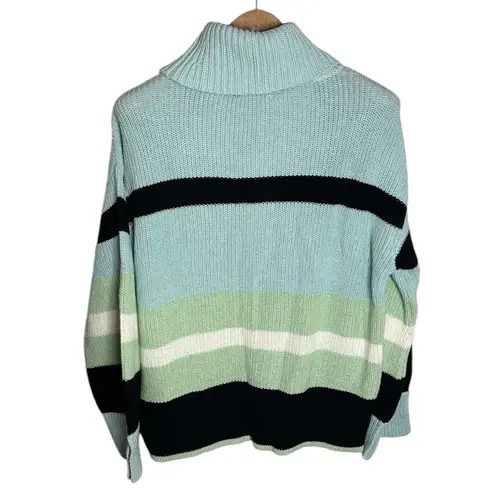 Adyson Parker Starlight Blue Combo Chunky knit striped cotton sweater Size L