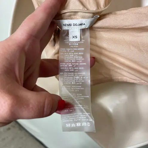 Nensi Dojaka Gathered Long Sleeve Bra Top In Sable Tan Sz XS