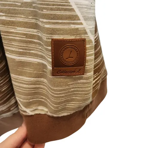 Collection L Long Sleeve Pullover Cowl Neck Sweatshirt Brown Athleisure Size 18