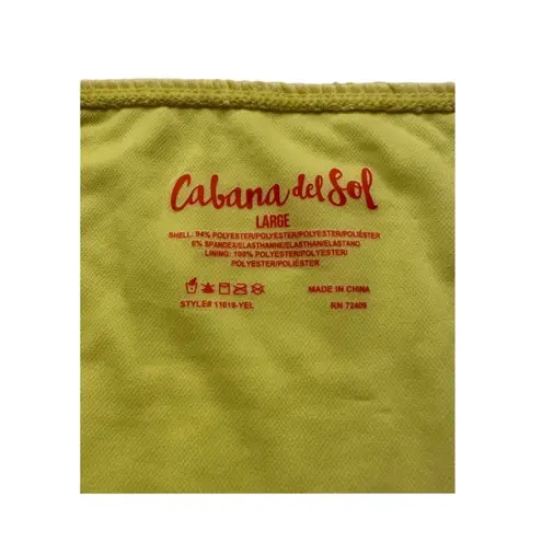 Cabana Del Sol Neon Yellow Ribbed Scoop Neck Bikini Top and Bottom Set L NWOT