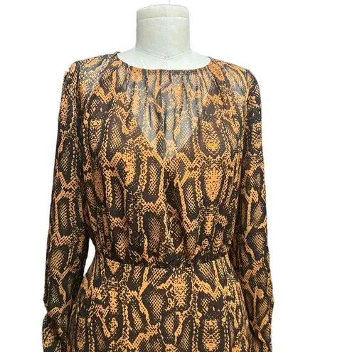 Finders Keepers Lana Snakeskin-Print Mini Dress Brown Black Size US 4