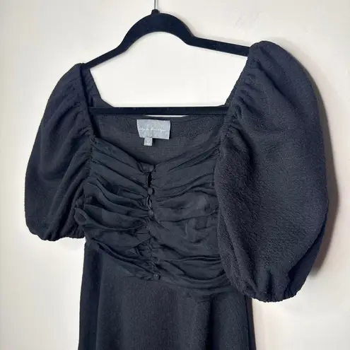 Sunday in Brooklyn Anthropologie Small Ruched Body Swing Mini Dress Puff Sleeve