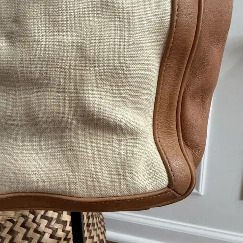 Coach Rare Vintage  9429 Bonnie Bucket Linen Leather Tan Cream Satchel Small Tote