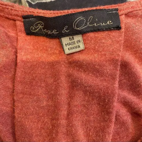 Rose + Olive coral colored sleeveless tank top super soft w/beaded neck