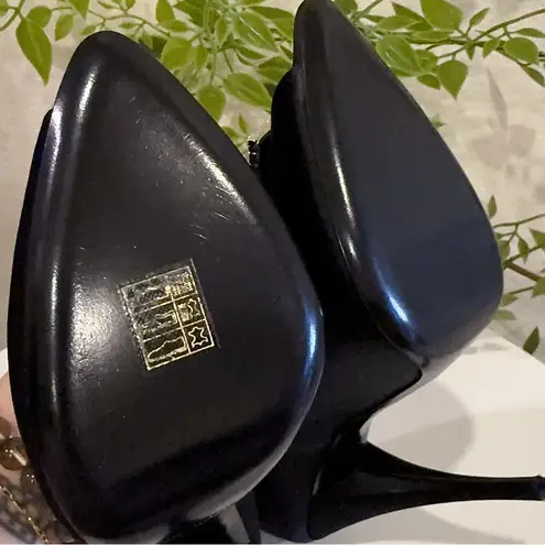 Saint Laurent Authentic Black Frankly 115 Satin Peep Pump Sandals Size 38.5 NIB