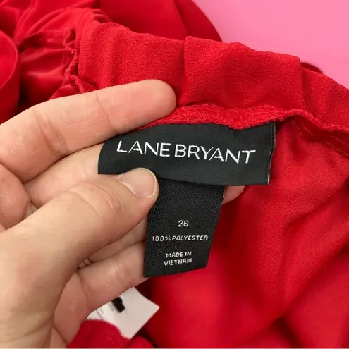 Lane Bryant  | Red Paperbag Waist Flowy Ankle Pants Polyester 26