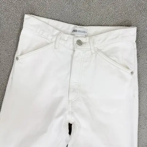 ZARA  Super Wide Leg High Rise Jeans White Size 0 Relaxed Long Baggy