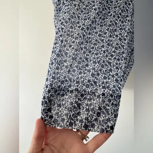 margaret o'leary Margaret O’Leary 100% Cotton Blue and White Floral Pattern Tank Top Blouse