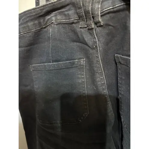 ModlX Women's Black Denim Cropped Wide Leg Overalls Jumpsuit Size 10