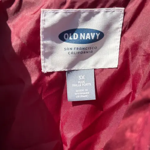 Old Navy  Quilted Vest Burgundy Maroon Full Zip Pockets Women's Plus Size 3X